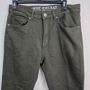 Vintage Genes Black Slim Fit Men's Jeans - Olive